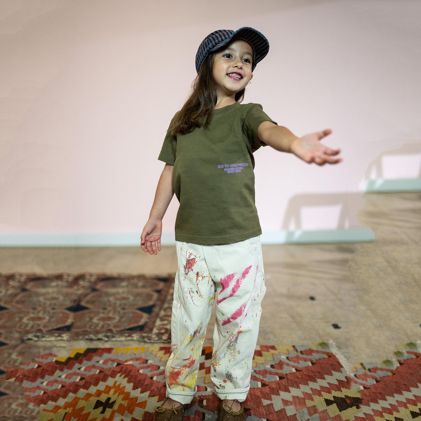 儿童军绿色Logo棉T恤