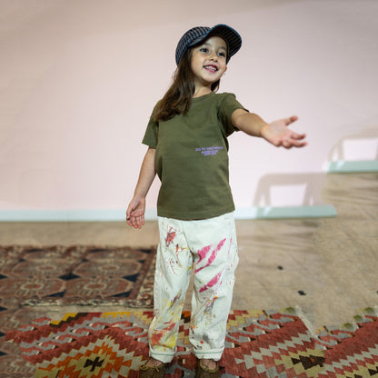 儿童军绿色Logo棉T恤