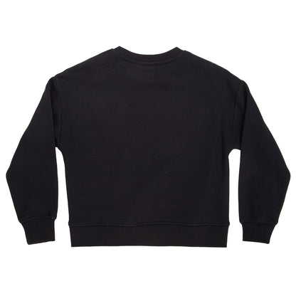 Girls Black Embroidered Brand Cotton Sweatshirt