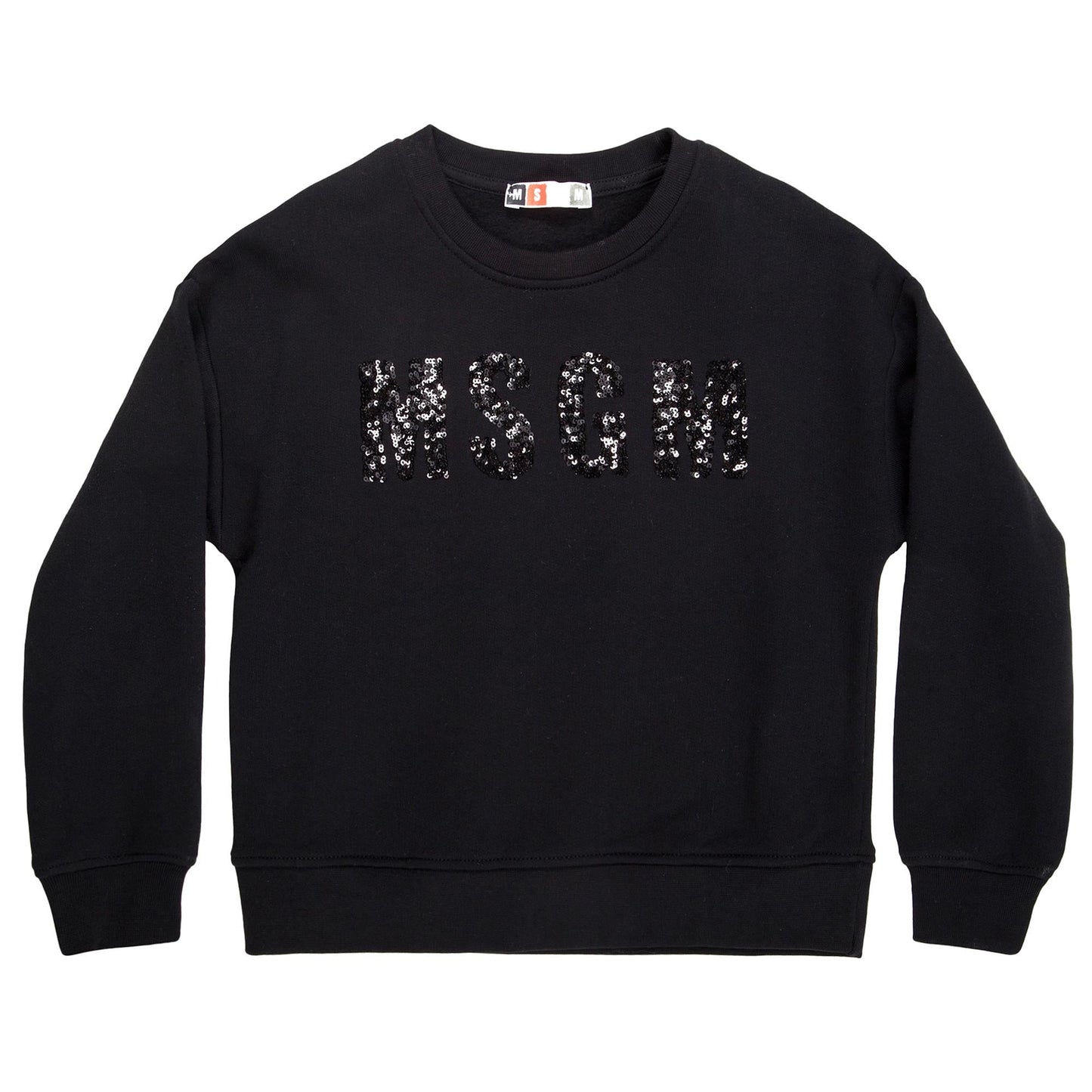Girls Black Embroidered Brand Cotton Sweatshirt
