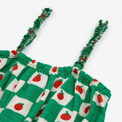 女童绿色棉吊带上衣