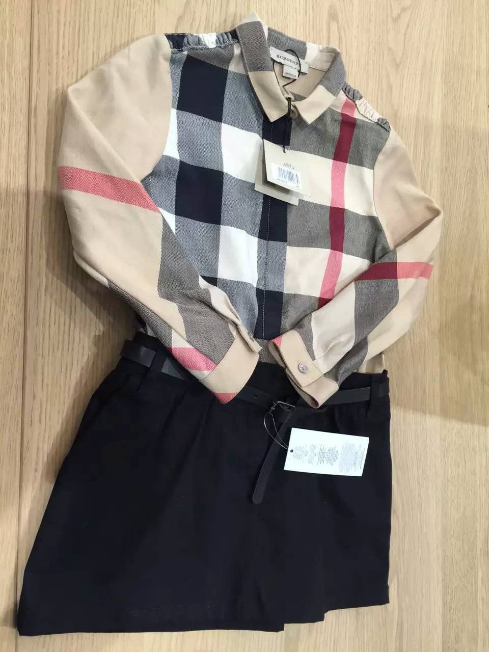 Girls Classic Black&Brown Check Dress With Belt