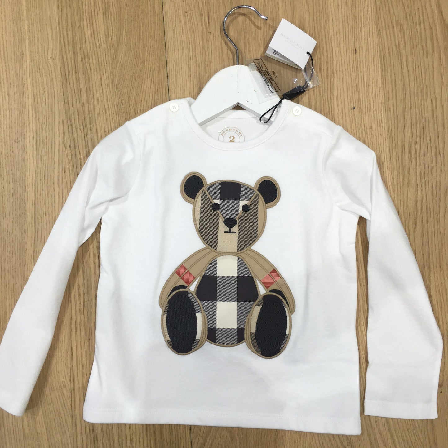 Baby Girls White Bear Printed Cotton T-Shirt