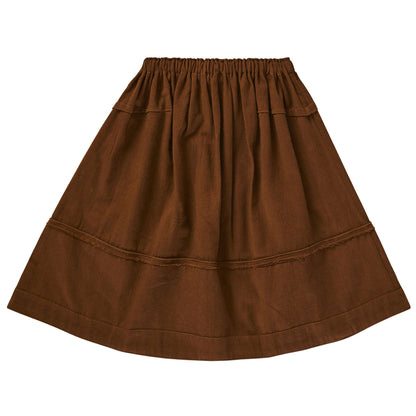 Girls Brown Cotton Woven Skirt