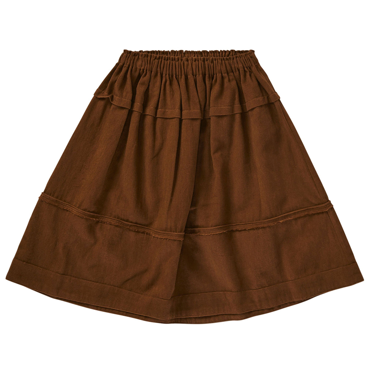 Girls Brown Cotton Woven Skirt