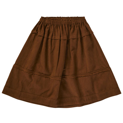Girls Brown Cotton Woven Skirt