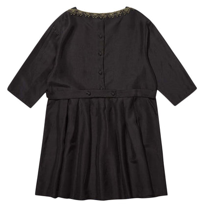 Girls Black Silk Woven Dress