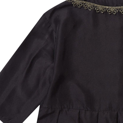 Girls Black Silk Woven Dress