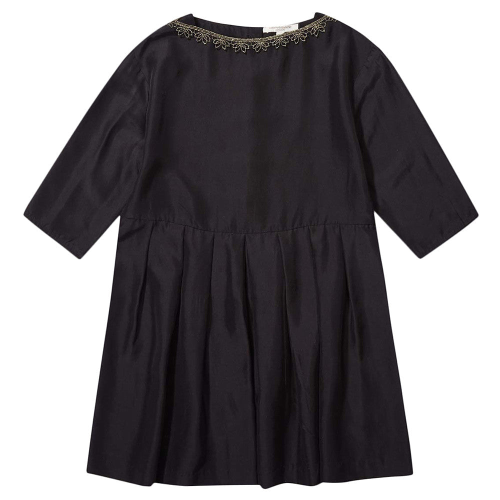 Girls Black Silk Woven Dress