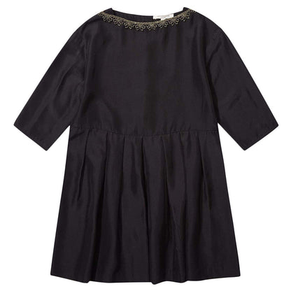 Girls Black Silk Woven Dress