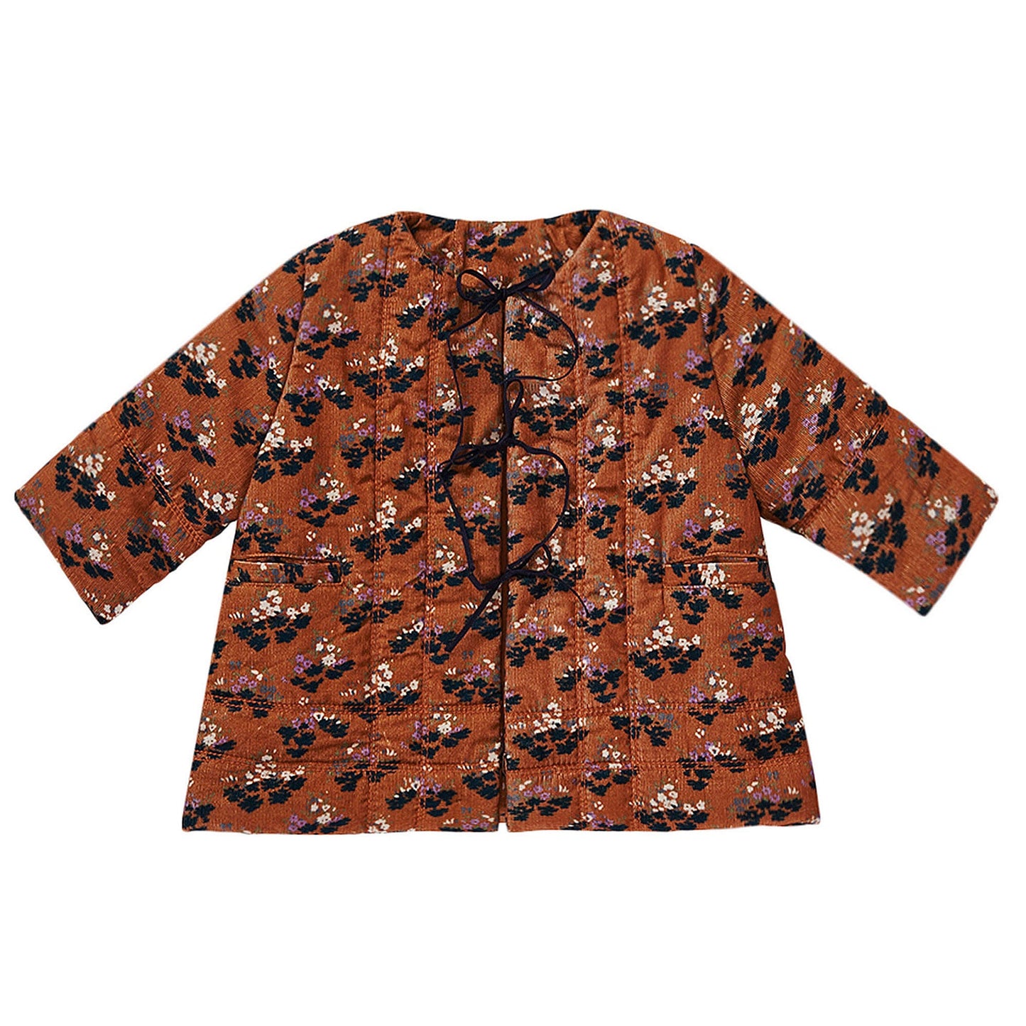 Baby Brown Velvet Flower printed Cotton Jacket