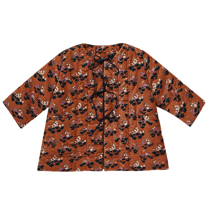 Baby Brown Velvet Flower printed Cotton Jacket