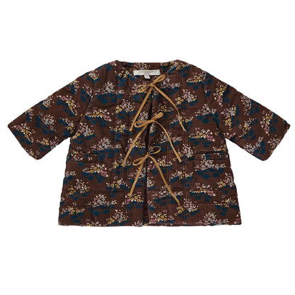 Baby Wine Red Velvet Flower printed Cotton Jacket