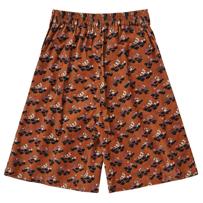 Girls Dark Red Cotton Poppy Printed Trousers