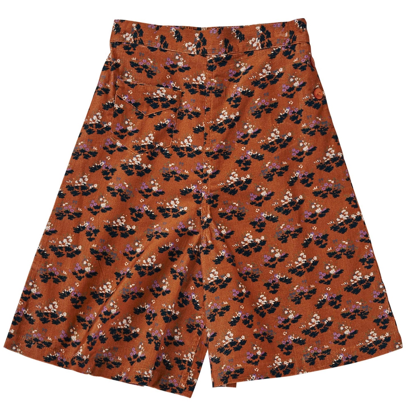 Girls Dark Red Cotton Poppy Printed Trousers