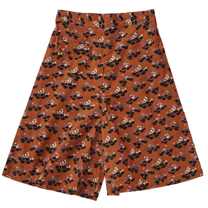 Girls Dark Red Cotton Poppy Printed Trousers