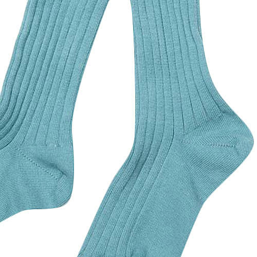 Girls Turquoise Blue Rib Knitted Cotton Tights