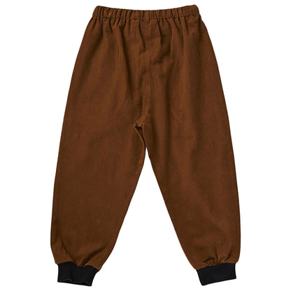 Boys & Girls Brown Cotton Woven Trousers