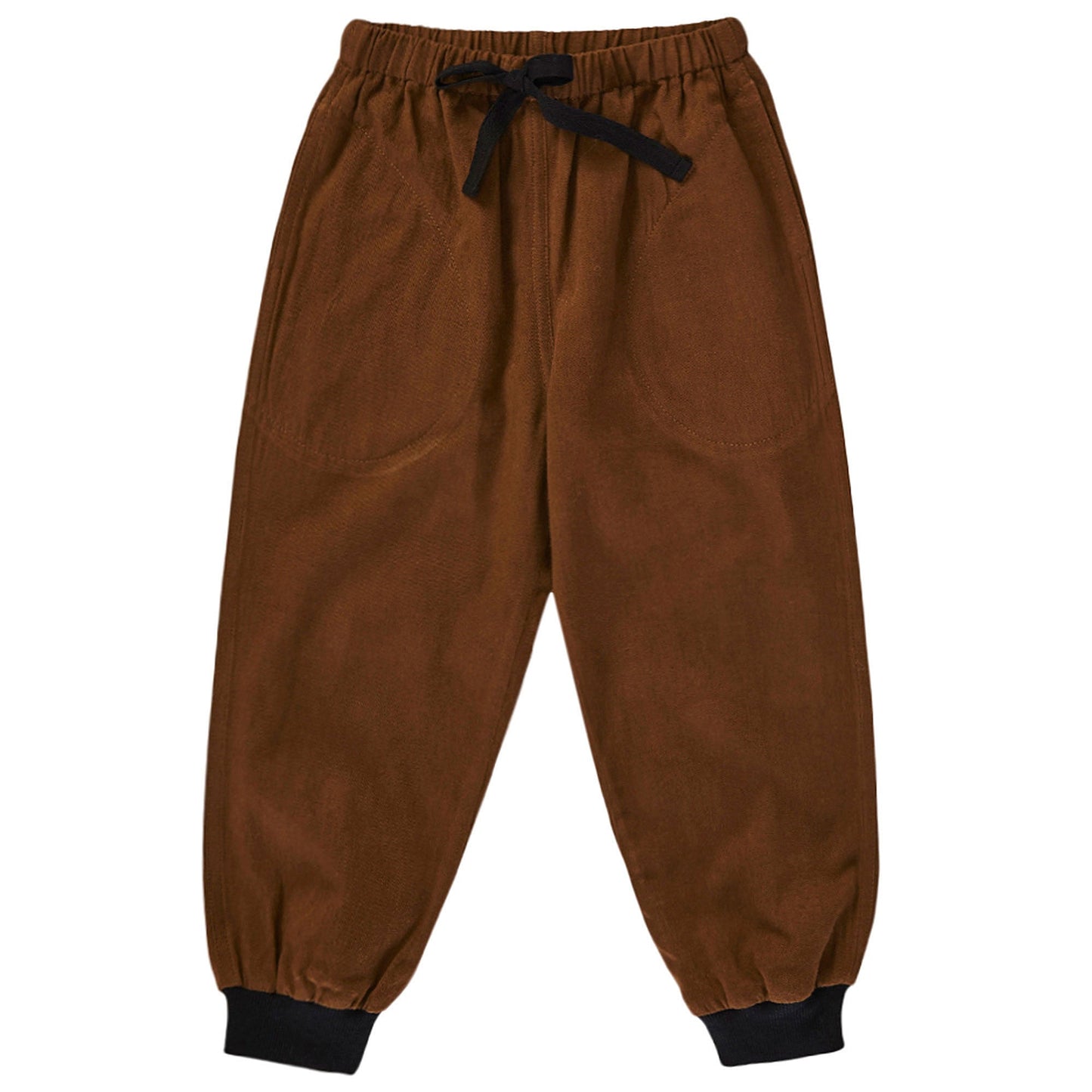 Boys & Girls Brown Cotton Woven Trousers