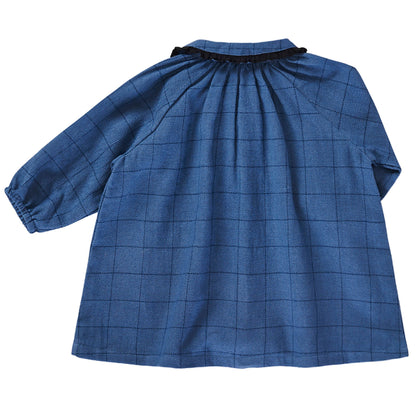 Baby Girls Blue Check Cotton Woven Dress
