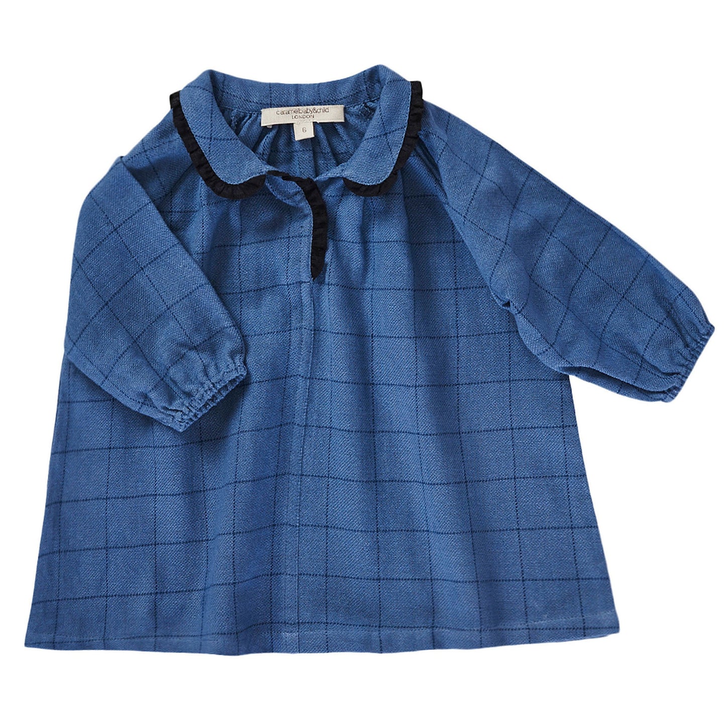 Baby Girls Blue Check Cotton Woven Dress