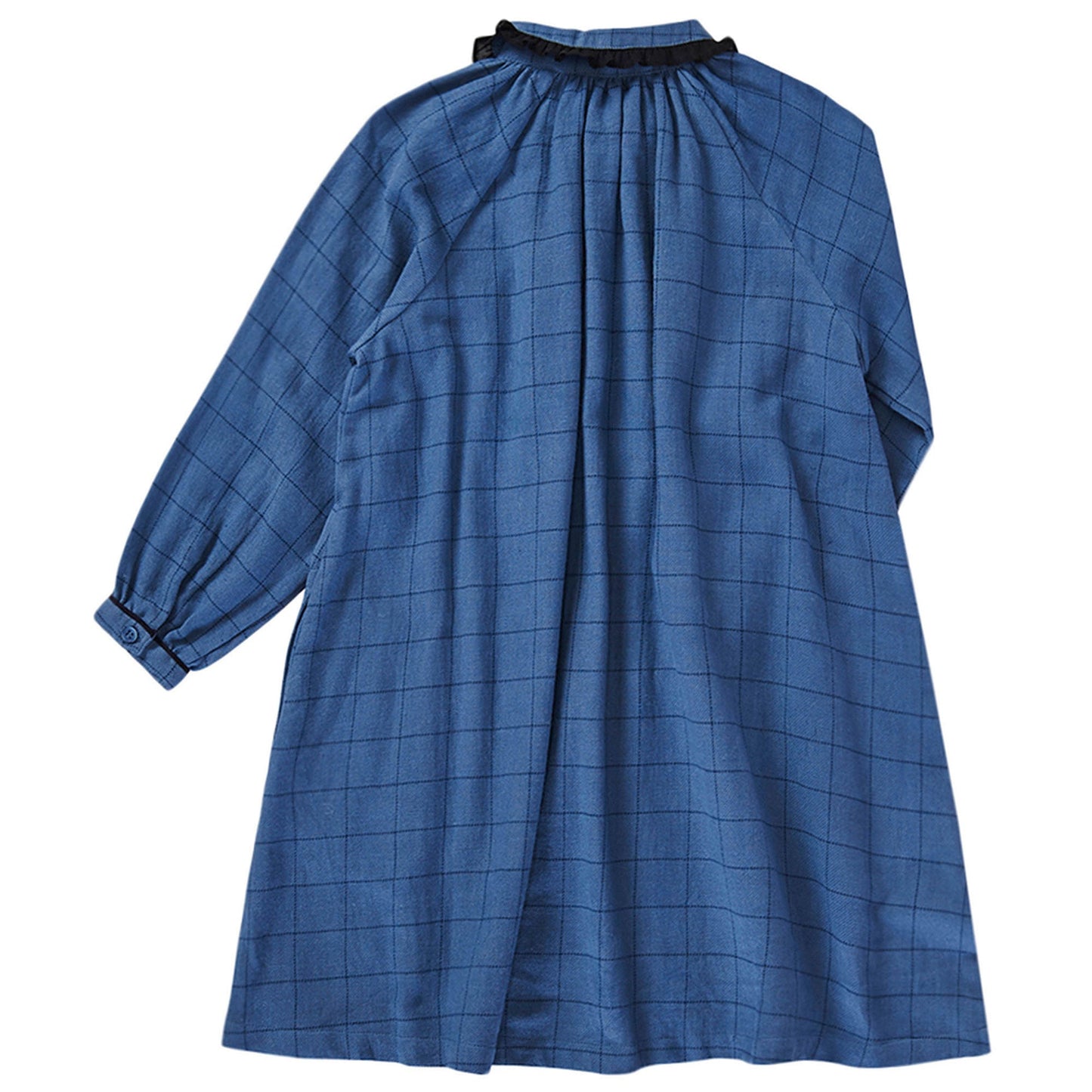 Girls Blue Check Cotton Woven Dress
