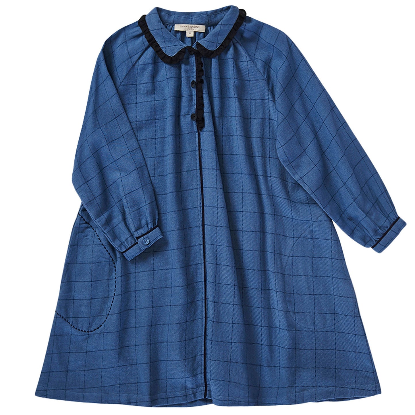 Girls Blue Check Cotton Woven Dress