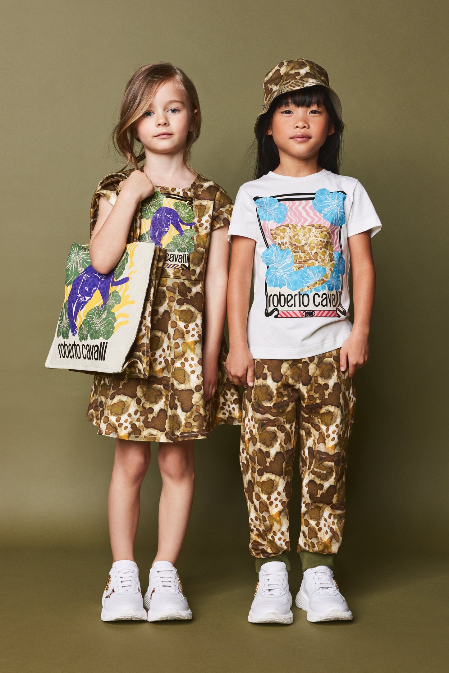 Roberto Cavalli 女童白色 Jaguar T 恤