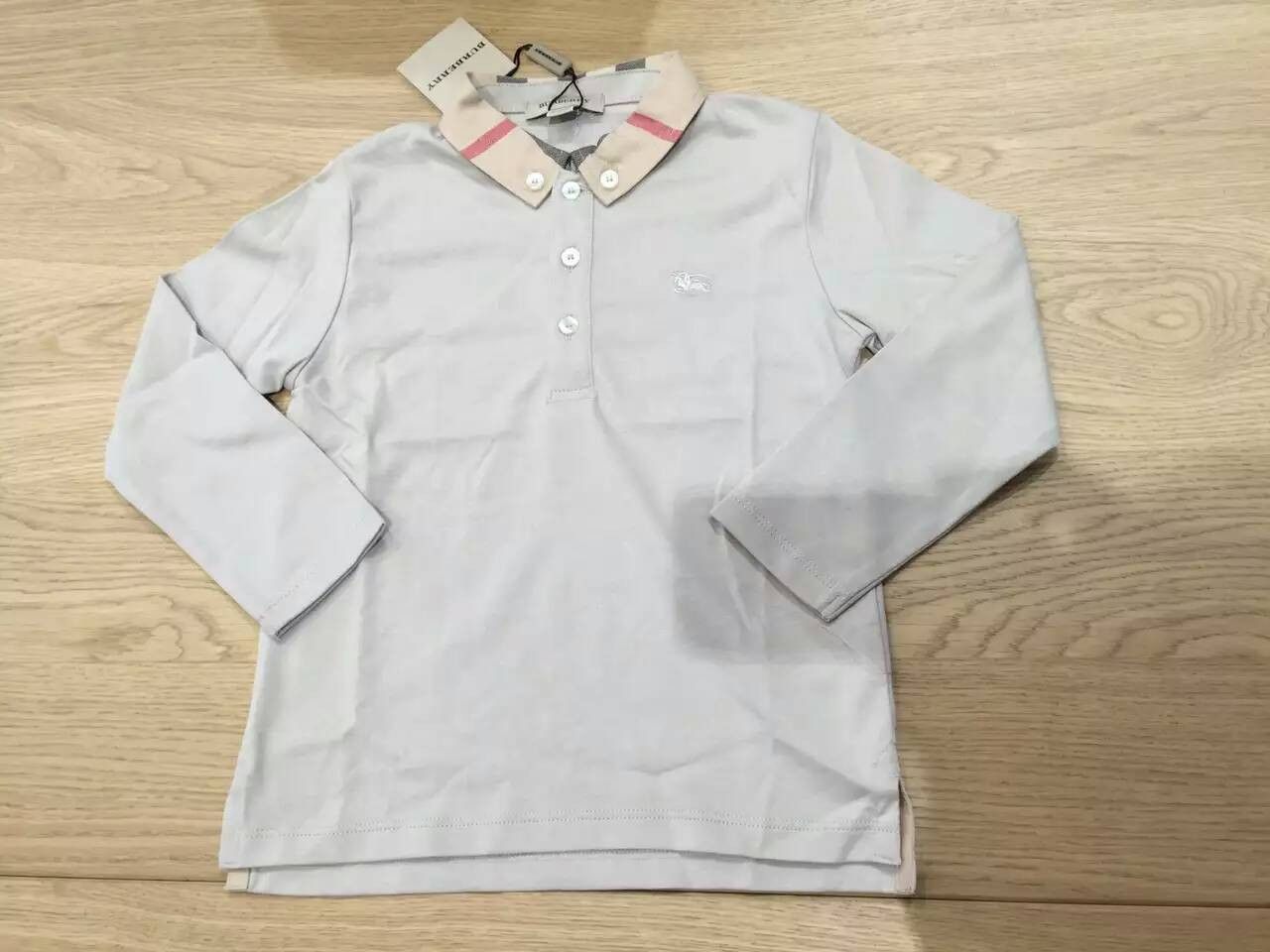 Baby Boys Dark Indigo Polo Shirts With Beige Check Collar