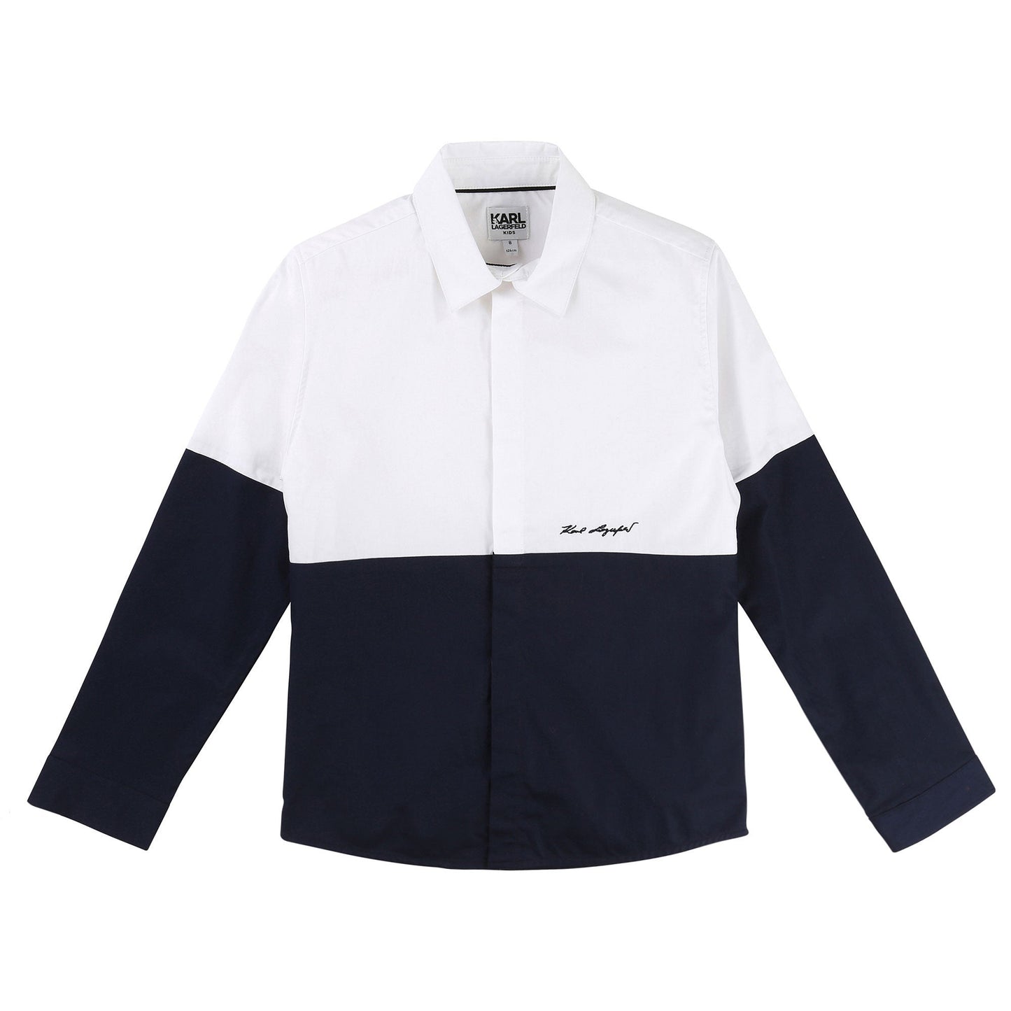 Boys White & Blue Cotton Shirt