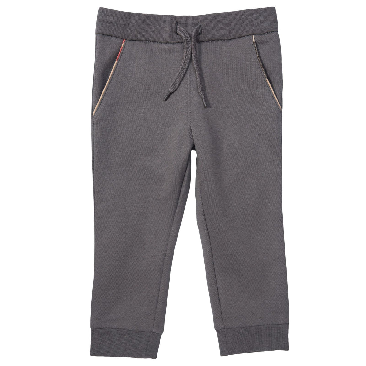 Boys Grey Tracksuit With Check Lined Hood