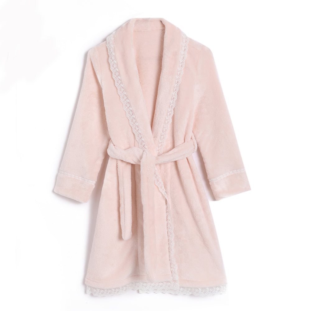 粉色珊瑚绒公主睡袍