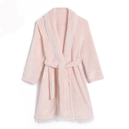 粉色珊瑚绒公主睡袍