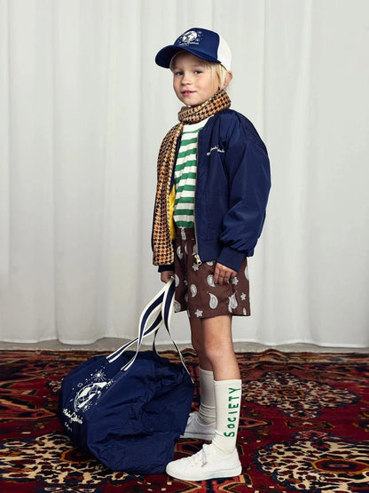 Mini Rodini Kids Society 蓝色刺绣棒球夹克