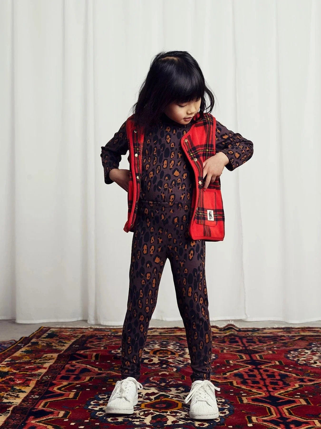Mini Rodini 女童豹纹长袖 T 恤（棕色）