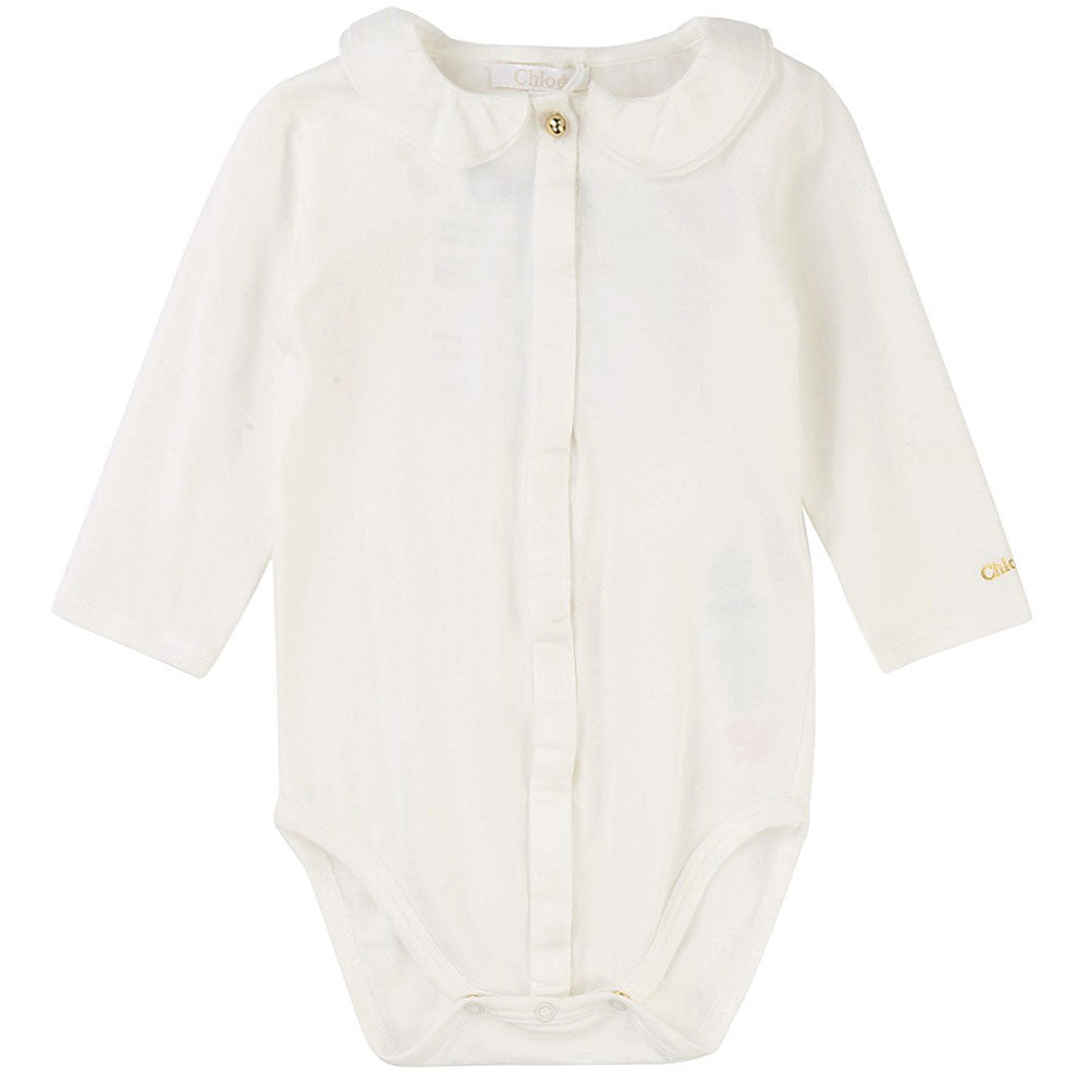 Baby Girls White Frill Collar Bodysuit