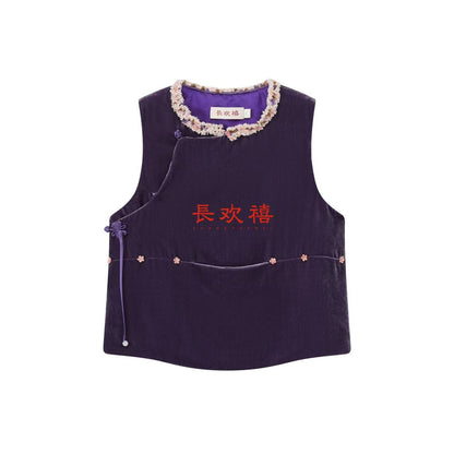 女童紫色"棒棒糖"夹棉马甲
