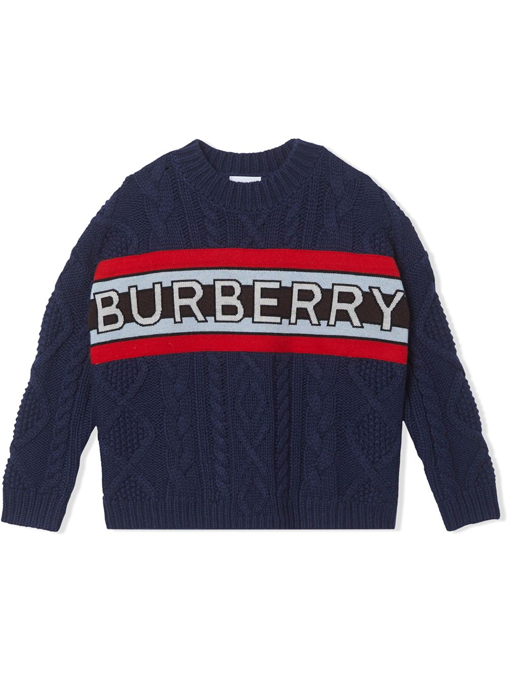 Boys Navy Wool Cable Knit Sweater