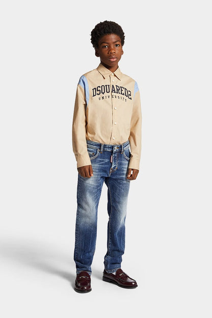 Dsquared2 儿童蓝色常规版型牛仔裤