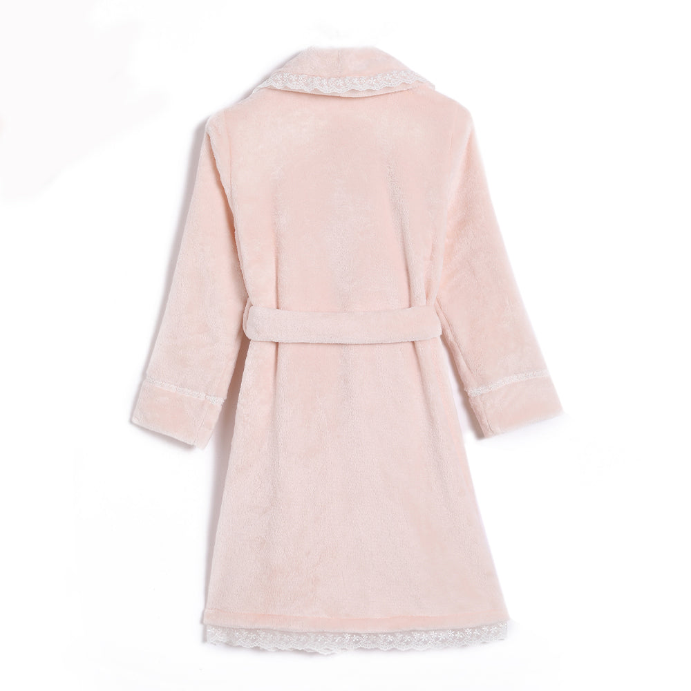 粉色珊瑚绒公主睡袍