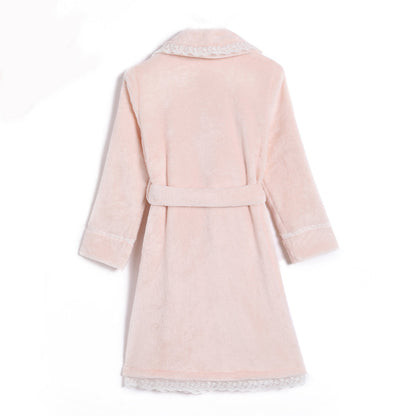 粉色珊瑚绒公主睡袍