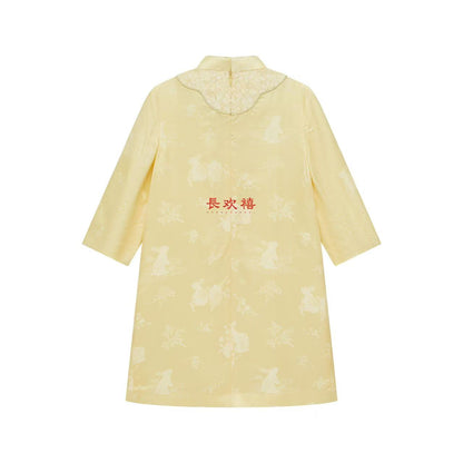 女童黄色"玉兔"中式旗袍