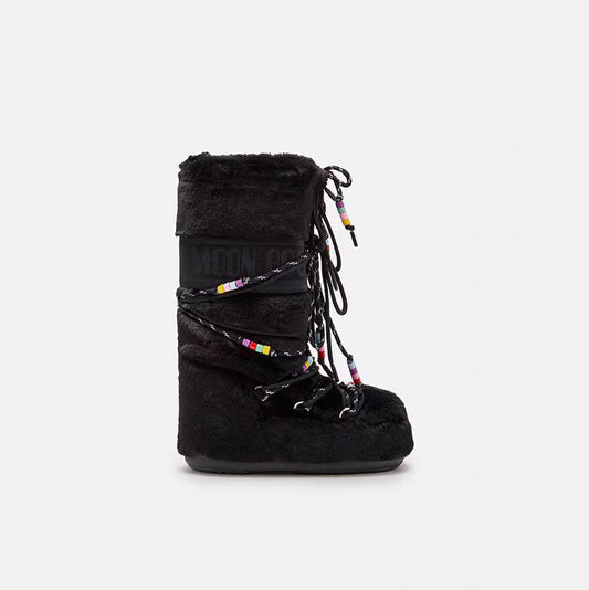 女士黑色"ICON FAUX FUR"长靴