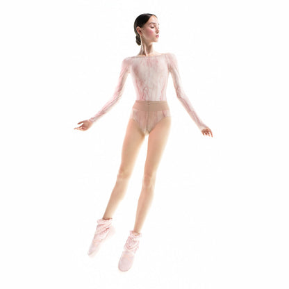 女士浅粉色船领芭蕾舞连体衣