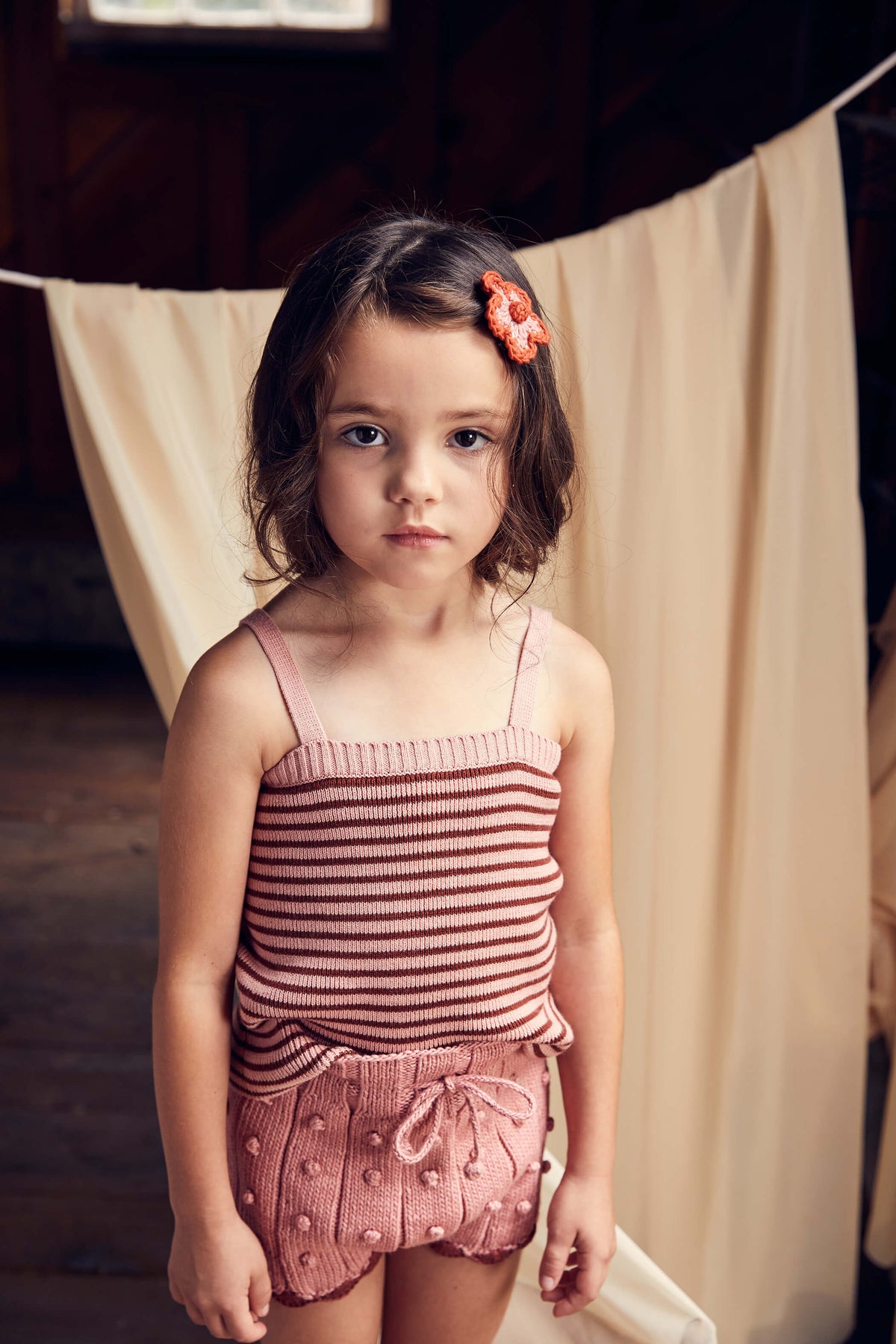 Girls Pink Popcorn Pima Cotton Shorts