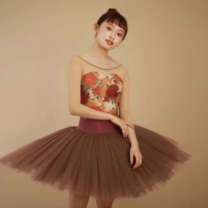 女士米色"Peony cats/Plie sleeve/Nudie Beige"芭蕾舞连体衣