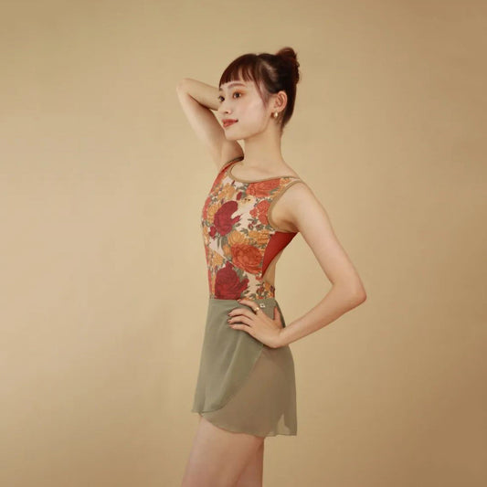 女士红色"Peony cats"芭蕾舞连体衣(162679546/Tendu/Peony cats)