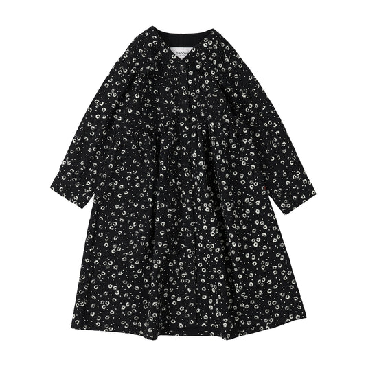 女童黑色碎花棉连衣裙