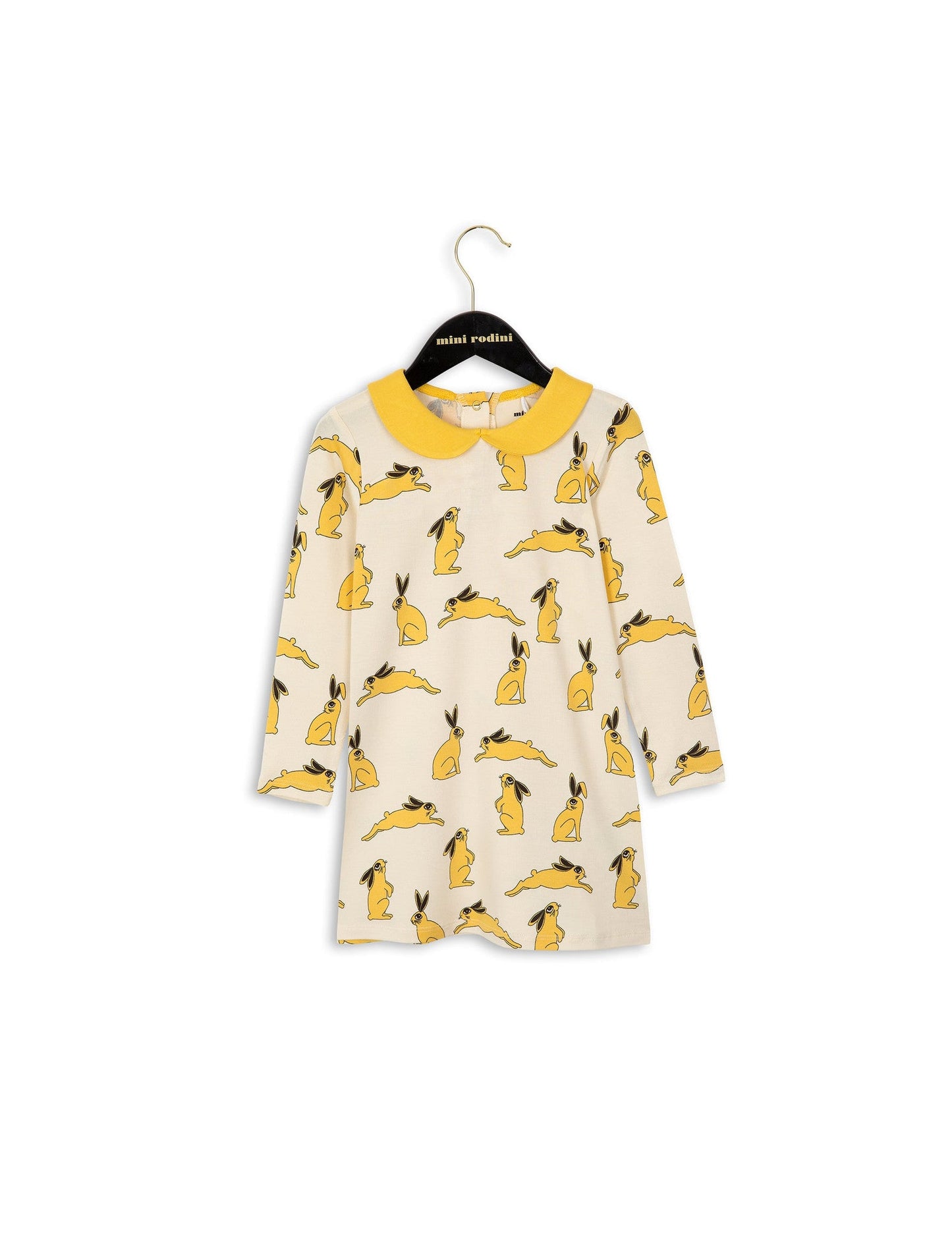 Girls Yellow Bunny Printed Cotton A-Line Dress