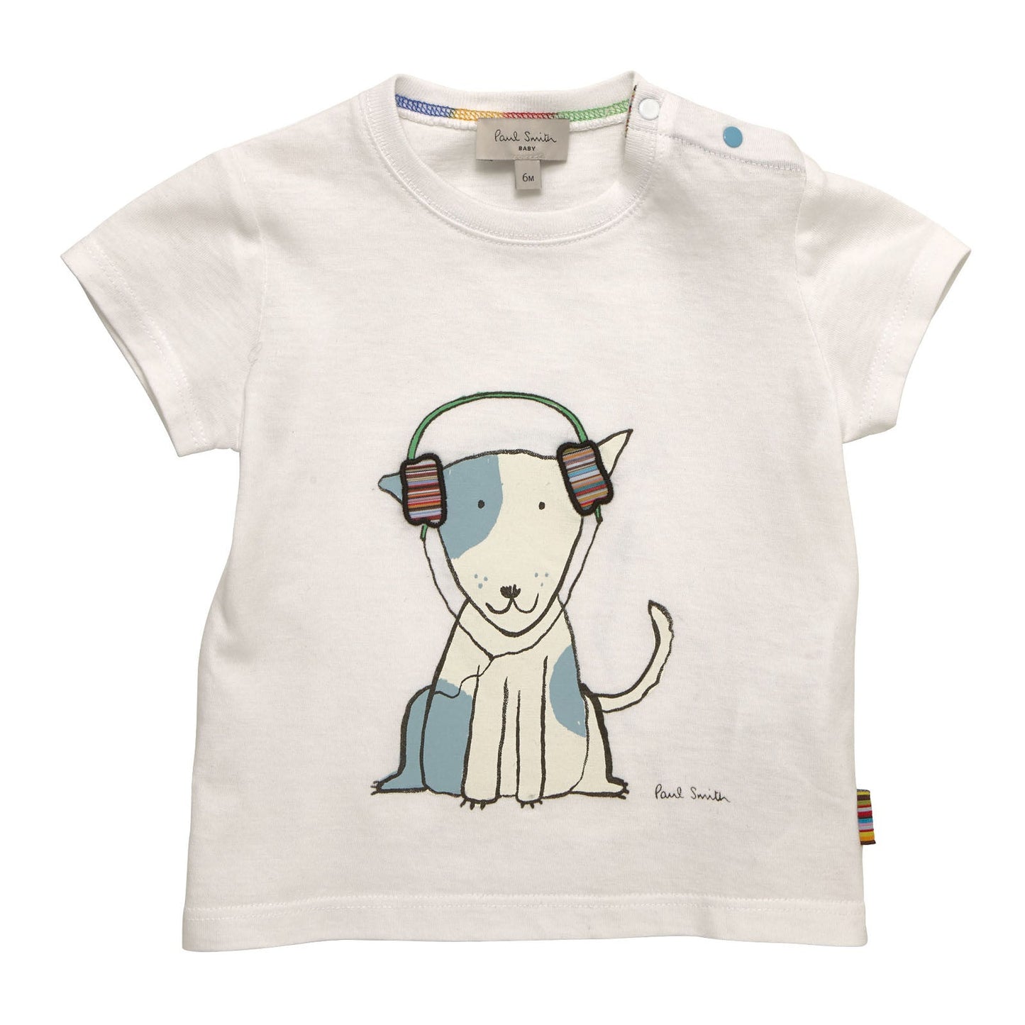 Baby Boys White Fancy Cartoon Printed Cotton T-Shirt